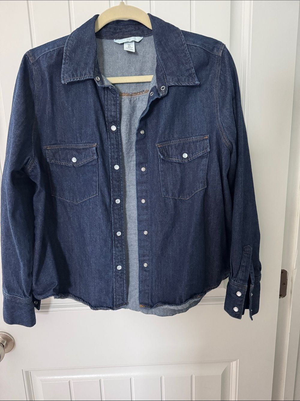 H&M Indigo Denim Shirt with Contrast Stitching